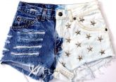 Short estrela desbotado